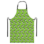 Green Doodle Bull Terrier Pattern Print Bib Apron With Pocket