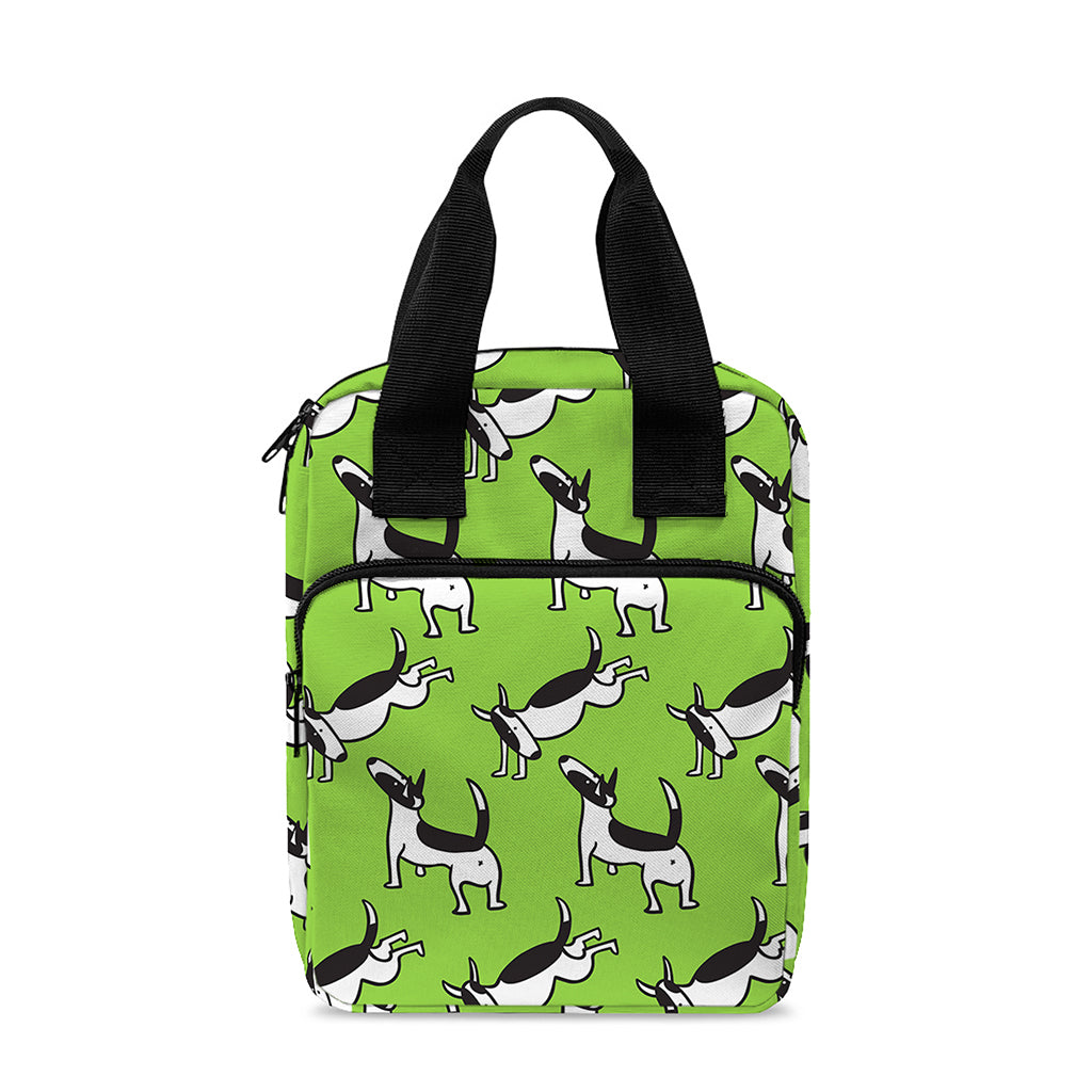 Green Doodle Bull Terrier Pattern Print Bible Tote Bag