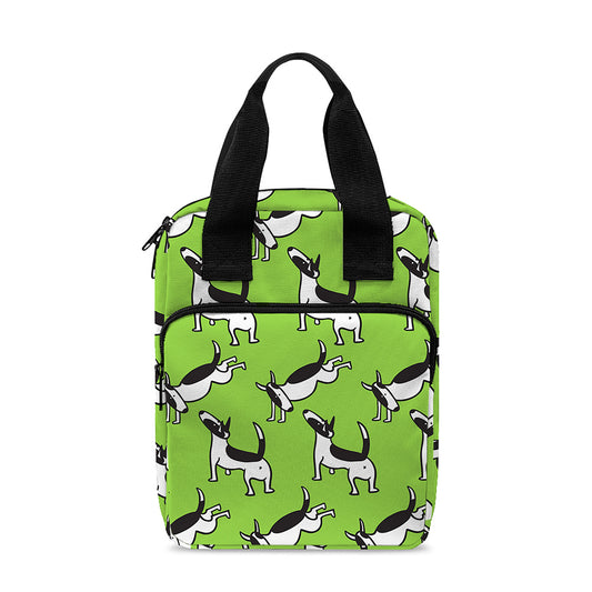 Green Doodle Bull Terrier Pattern Print Bible Tote Bag