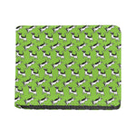 Green Doodle Bull Terrier Pattern Print Bifold Wallet