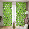 Green Doodle Bull Terrier Pattern Print Blackout Pencil Pleat Curtains