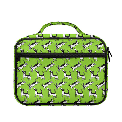 Green Doodle Bull Terrier Pattern Print Briefcase Bible Bag