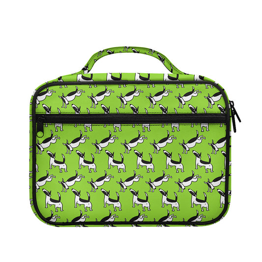 Green Doodle Bull Terrier Pattern Print Briefcase Bible Bag