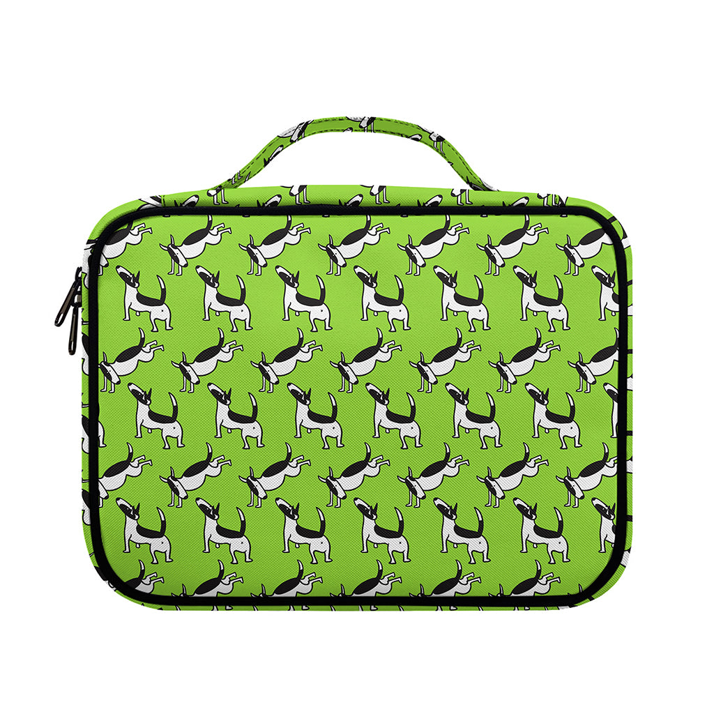 Green Doodle Bull Terrier Pattern Print Briefcase Bible Bag