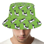 Green Doodle Bull Terrier Pattern Print Bucket Hat