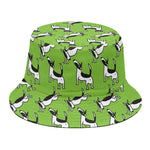 Green Doodle Bull Terrier Pattern Print Bucket Hat