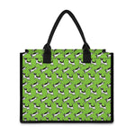 Green Doodle Bull Terrier Pattern Print Canvas Tote Bag