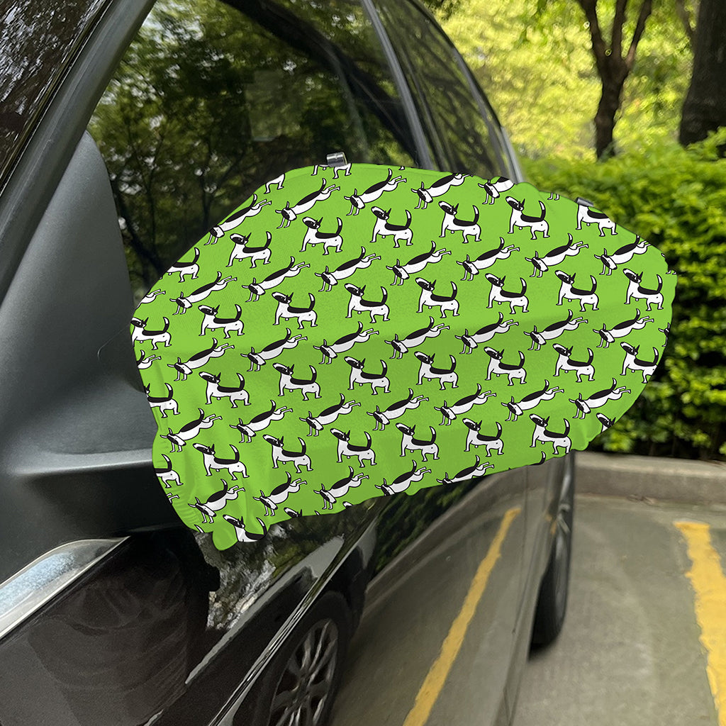 Green Doodle Bull Terrier Pattern Print Car Side Mirror Covers