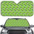 Green Doodle Bull Terrier Pattern Print Car Windshield Sun Shade
