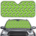 Green Doodle Bull Terrier Pattern Print Car Windshield Sun Shade
