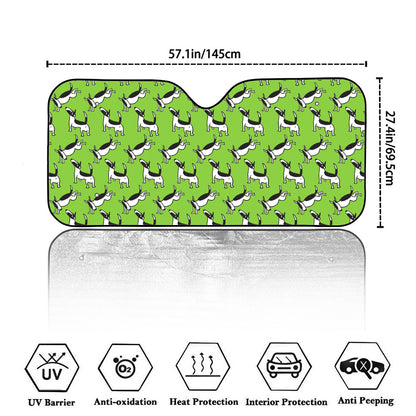 Green Doodle Bull Terrier Pattern Print Car Windshield Sun Shade