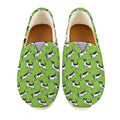 Green Doodle Bull Terrier Pattern Print Casual Shoes