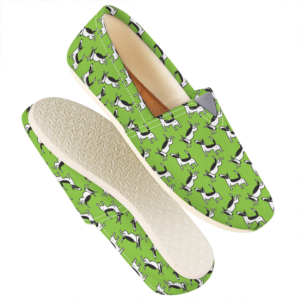 Green Doodle Bull Terrier Pattern Print Casual Shoes