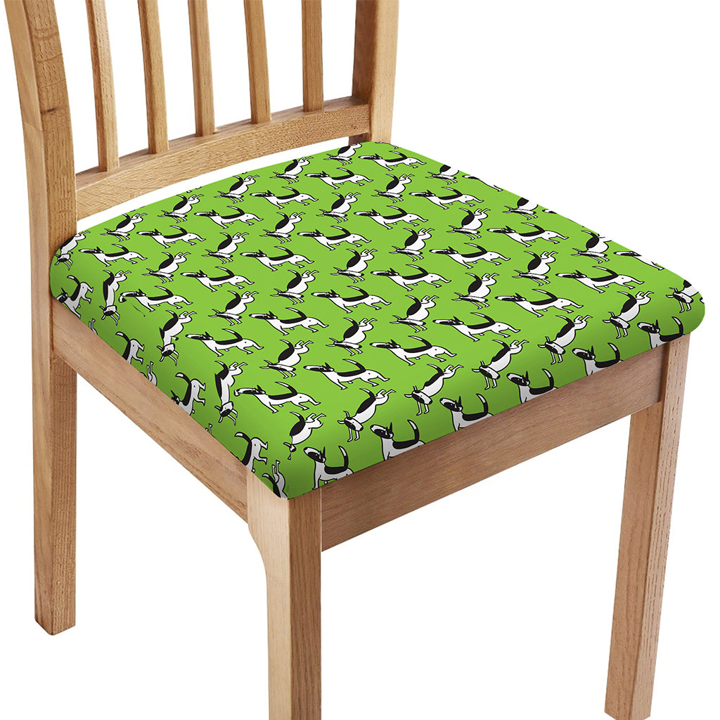 Green Doodle Bull Terrier Pattern Print Chair Cushion Cover