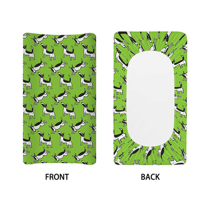 Green Doodle Bull Terrier Pattern Print Changing Pad Cover