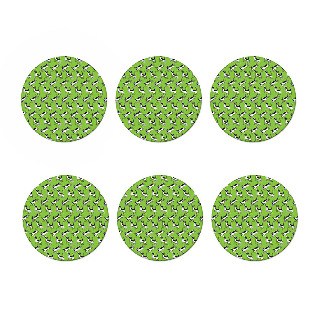 Green Doodle Bull Terrier Pattern Print Coaster Set