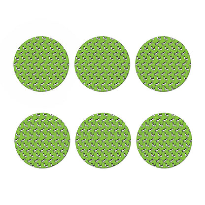 Green Doodle Bull Terrier Pattern Print Coaster Set