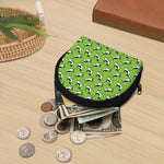 Green Doodle Bull Terrier Pattern Print Coin Purse