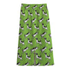 Green Doodle Bull Terrier Pattern Print Cotton Front Slit Maxi Skirt