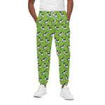 Green Doodle Bull Terrier Pattern Print Cotton Pants