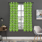 Green Doodle Bull Terrier Pattern Print Curtain