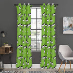 Green Doodle Bull Terrier Pattern Print Curtain