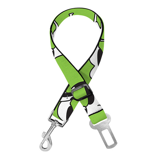 Green Doodle Bull Terrier Pattern Print Dog Seat Belt