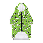 Green Doodle Bull Terrier Pattern Print Dog Zip Up Hoodie