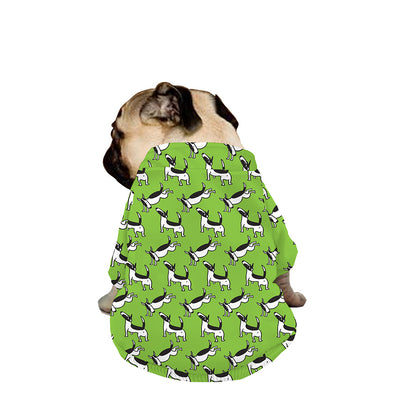Green Doodle Bull Terrier Pattern Print Dog Zip Up Jacket