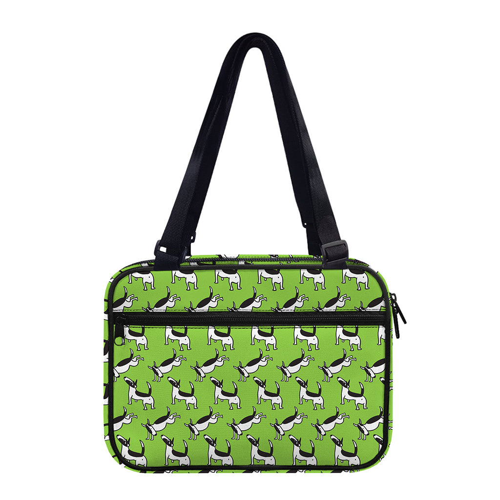 Green Doodle Bull Terrier Pattern Print Double Strap Bible Bag