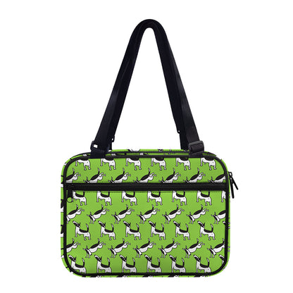 Green Doodle Bull Terrier Pattern Print Double Strap Bible Bag