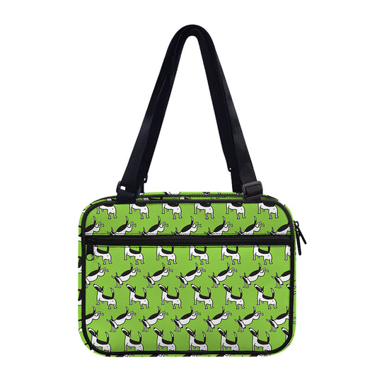Green Doodle Bull Terrier Pattern Print Double Strap Bible Bag