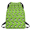 Green Doodle Bull Terrier Pattern Print Drawstring Backpack