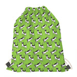 Green Doodle Bull Terrier Pattern Print Drawstring Bag