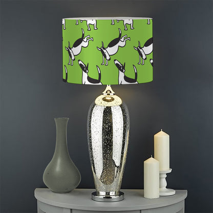 Green Doodle Bull Terrier Pattern Print Drum Lamp Shade