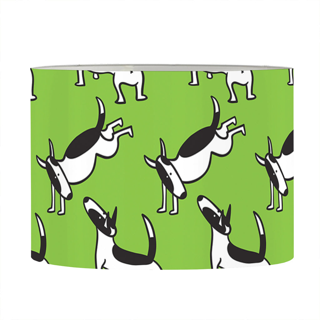 Green Doodle Bull Terrier Pattern Print Drum Lamp Shade