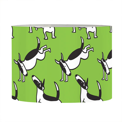 Green Doodle Bull Terrier Pattern Print Drum Lamp Shade