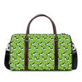 Green Doodle Bull Terrier Pattern Print Duffel Bag