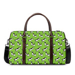 Green Doodle Bull Terrier Pattern Print Duffle Bag