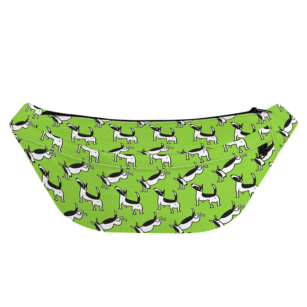 Green Doodle Bull Terrier Pattern Print Fanny Pack