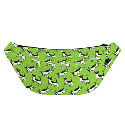 Green Doodle Bull Terrier Pattern Print Fanny Pack