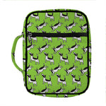 Green Doodle Bull Terrier Pattern Print Front Pocket Bible Bag
