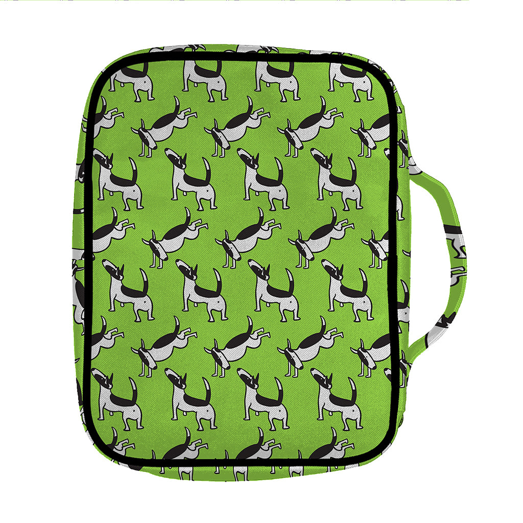 Green Doodle Bull Terrier Pattern Print Front Pocket Bible Bag
