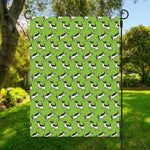 Green Doodle Bull Terrier Pattern Print Garden Flag