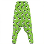 Green Doodle Bull Terrier Pattern Print Hammer Pants