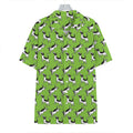 Green Doodle Bull Terrier Pattern Print Hawaiian Shirt