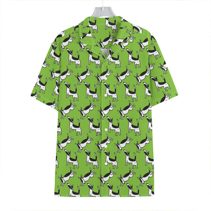Green Doodle Bull Terrier Pattern Print Hawaiian Shirt