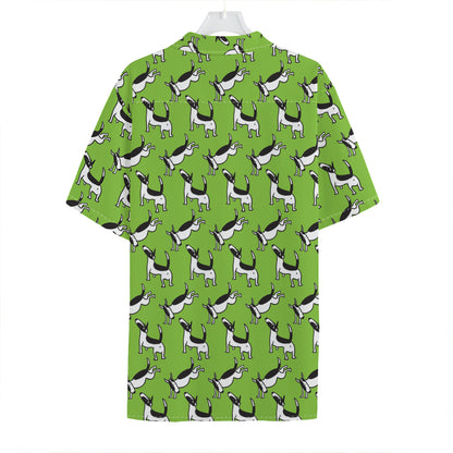 Green Doodle Bull Terrier Pattern Print Hawaiian Shirt