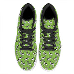 Green Doodle Bull Terrier Pattern Print High Top Leather Sneakers