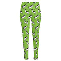 Green Doodle Bull Terrier Pattern Print High-Waisted Pocket Leggings